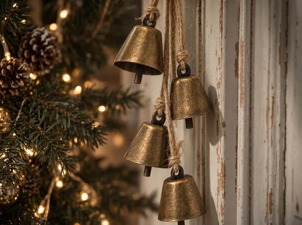 Vianočná závesná dekorácia GOLDEN BELLS 35 cm, zlatá