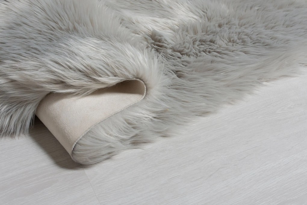 Flair Rugs koberce Kusový koberec Faux Fur Sheepskin Grey - 60x90 tvar kožušiny cm