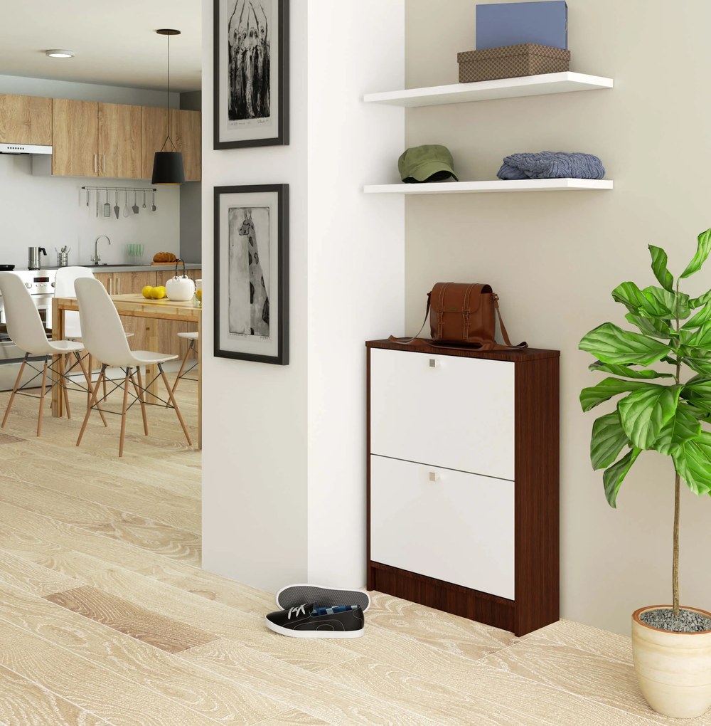 Botník Simran (wenge + biela). Akcia -20%. Vlastná spoľahlivá doprava až k Vám domov. 1070807