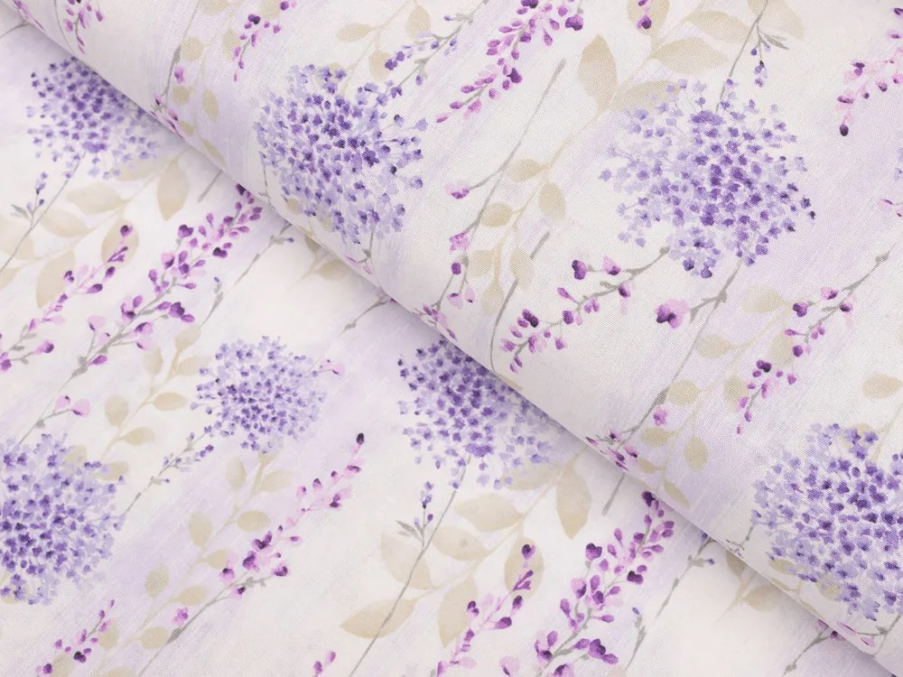 Biante Dekoračný obdĺžnikový obrus PML-069 Fialové kvety na bielom 50x100 cm