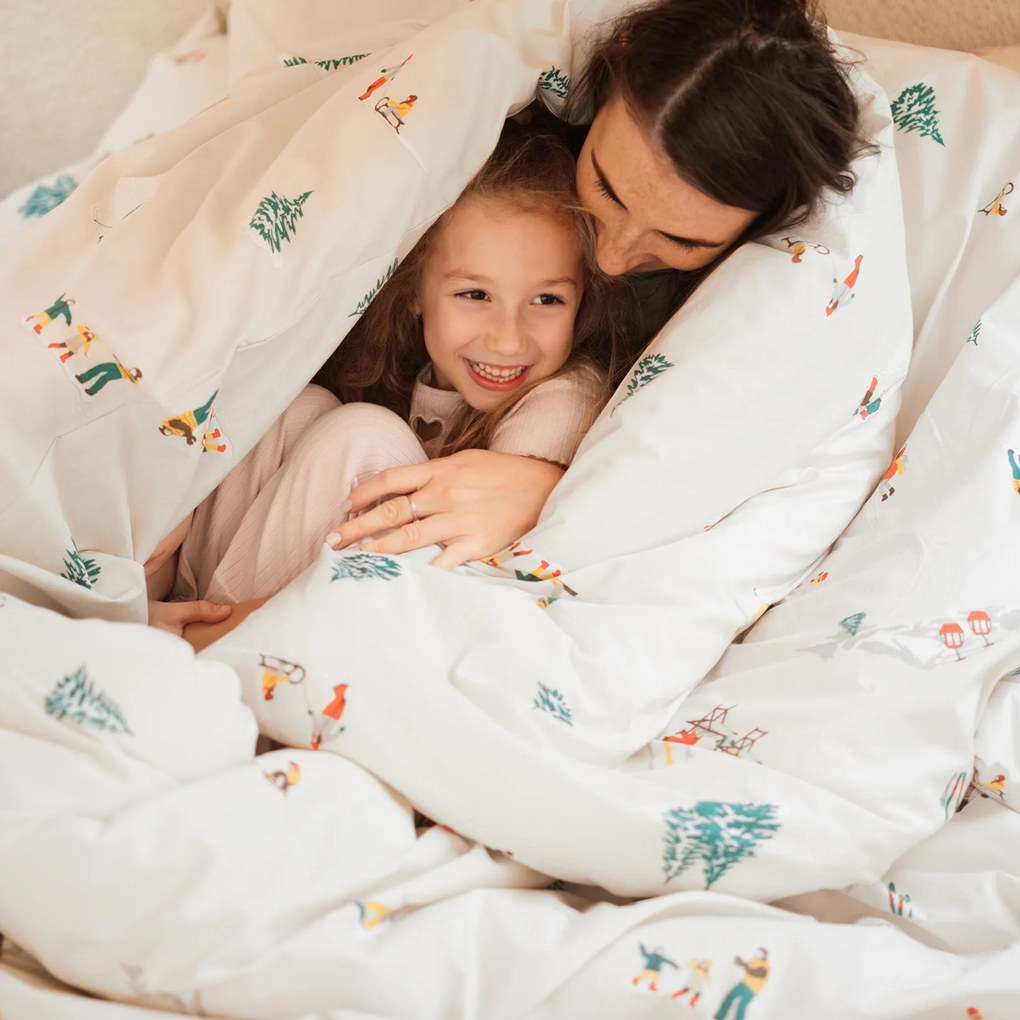 Goldea bavlnené posteľné obliečky - zimné radovánky 220 x 200 a 2ks 70 x 90 cm