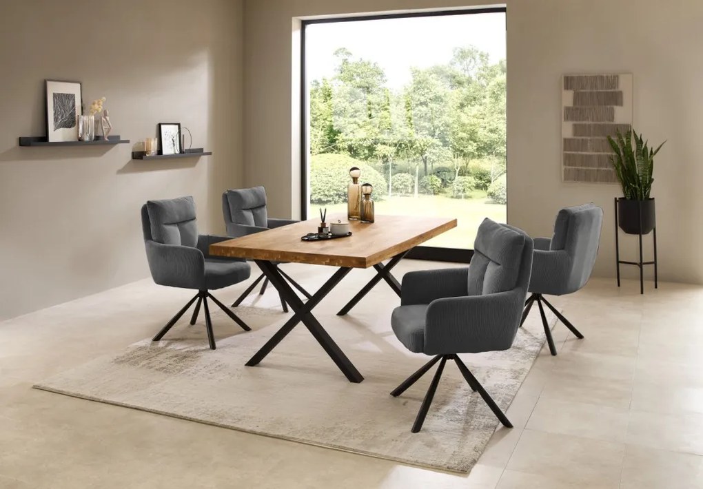 Otočná jedálenská stolička Sofia, šedá štruktúrovaná látka