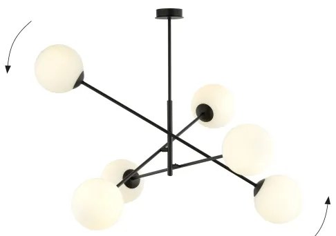 Luster na tyči LINEAR 6xE14/10W/230V čierna/biela