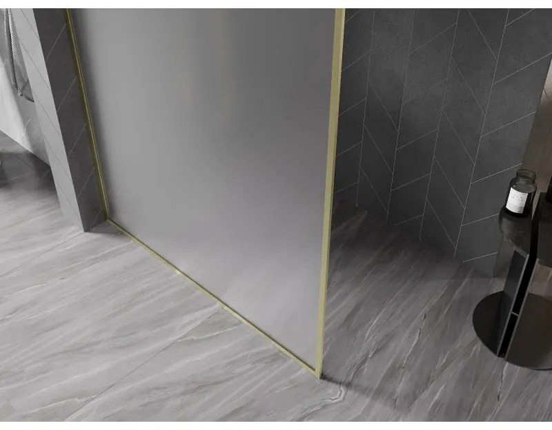 Mexen Kioto-F, sprchová zástena s rámom 120 x 202 cm, 8 mm sklo námraza, zlatý matný profil, 800-120-104-55-30