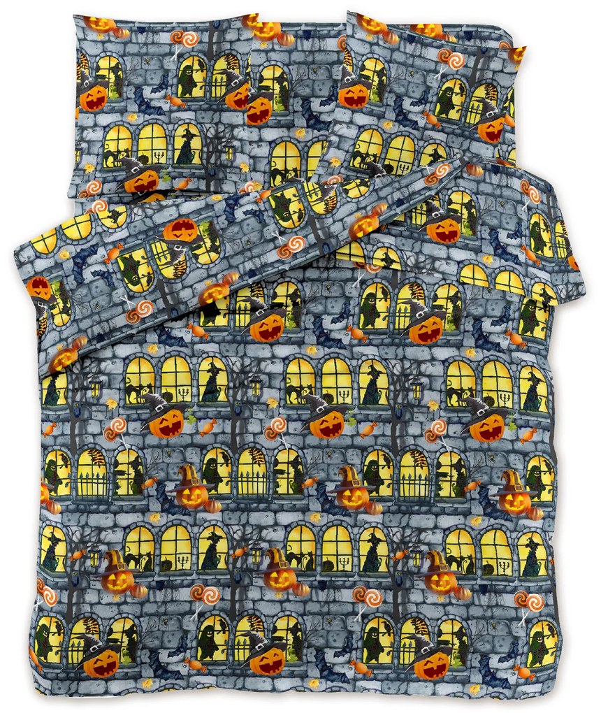 Obliečky z mikrovlákna SCARY PARTY sivé Rozmer obliečky: 2 ks 70 x 80 cm | 160 x 200 cm
