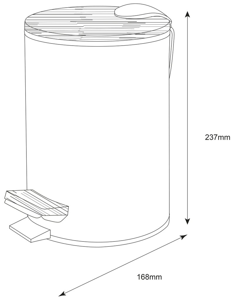 Aqualine Aqualine, BAMBUS odpadkový koš guľatý 3l, biela, BI006