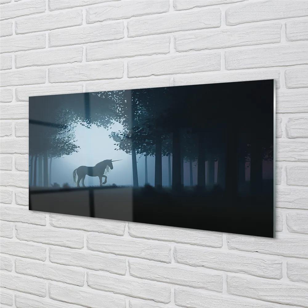 Obraz na akrylátovom skle Las noc jednorožec 125x50 cm