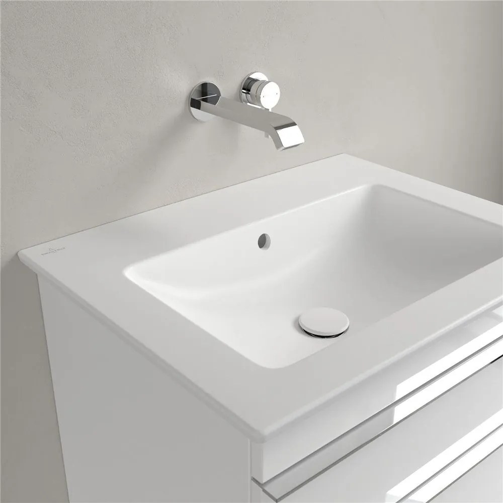 VILLEROY & BOCH Venticello závesné umývadlo bez otvoru, s prepadom, 650 x 500 mm, Stone White, s povrchom CeramicPlus, 412467RW