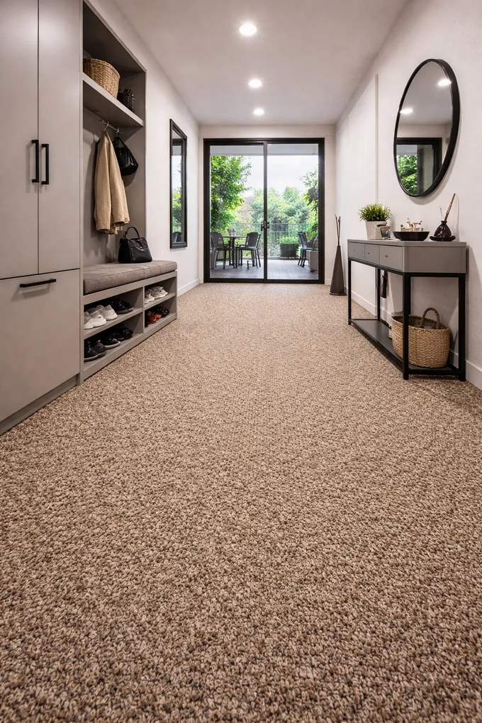 Koberec metráž Piccolo 153, na mieru, šíře 4m, hnedá, guma (gél - protišmykový), chodba / predsieň, Beaulieu International Group