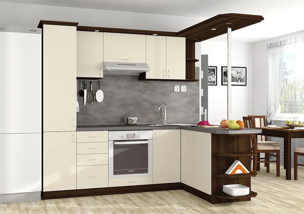 Nabytekmorava Kuchyna s ostrovčekom Bára C farba kuchyne: orech, pracovná doska: s pracovnou doskou