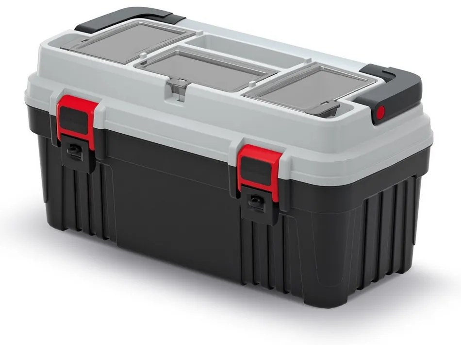 Kufor na náradie s kovovým držadlom 54 × 27,8 × 26,9 cm, organizéry, sivá
