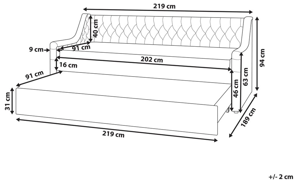 Rozkladacia zamatová posteľ 90 x 200 cm ružová MONTARGIS Beliani