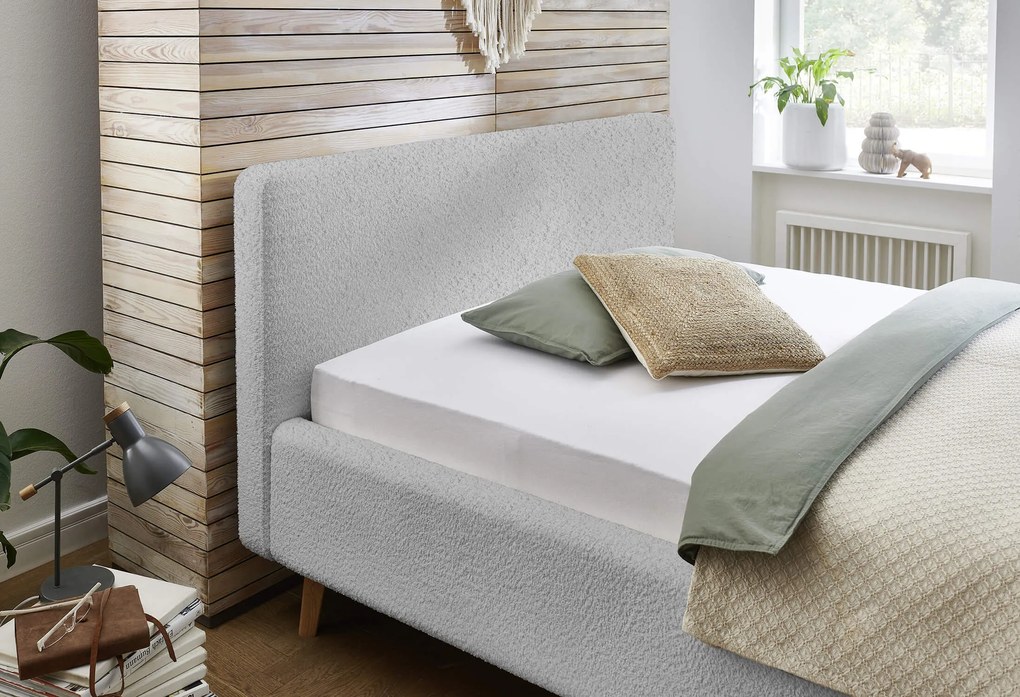 Dvojlôžková posteľ taupe s úložným priestorom 160 x 200 cm fleece sivá MUZZA