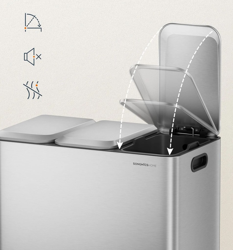 Odpadkový kôš Bliss 3x15 l strieborný