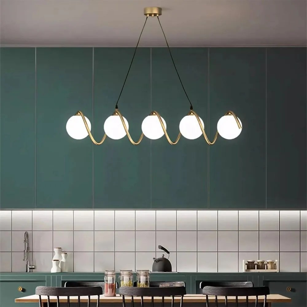 Toolight Toolight, závesné svetidlo 95cm, 5xE14, APP1780-5CP, zlatá lesklá, OSW-06066