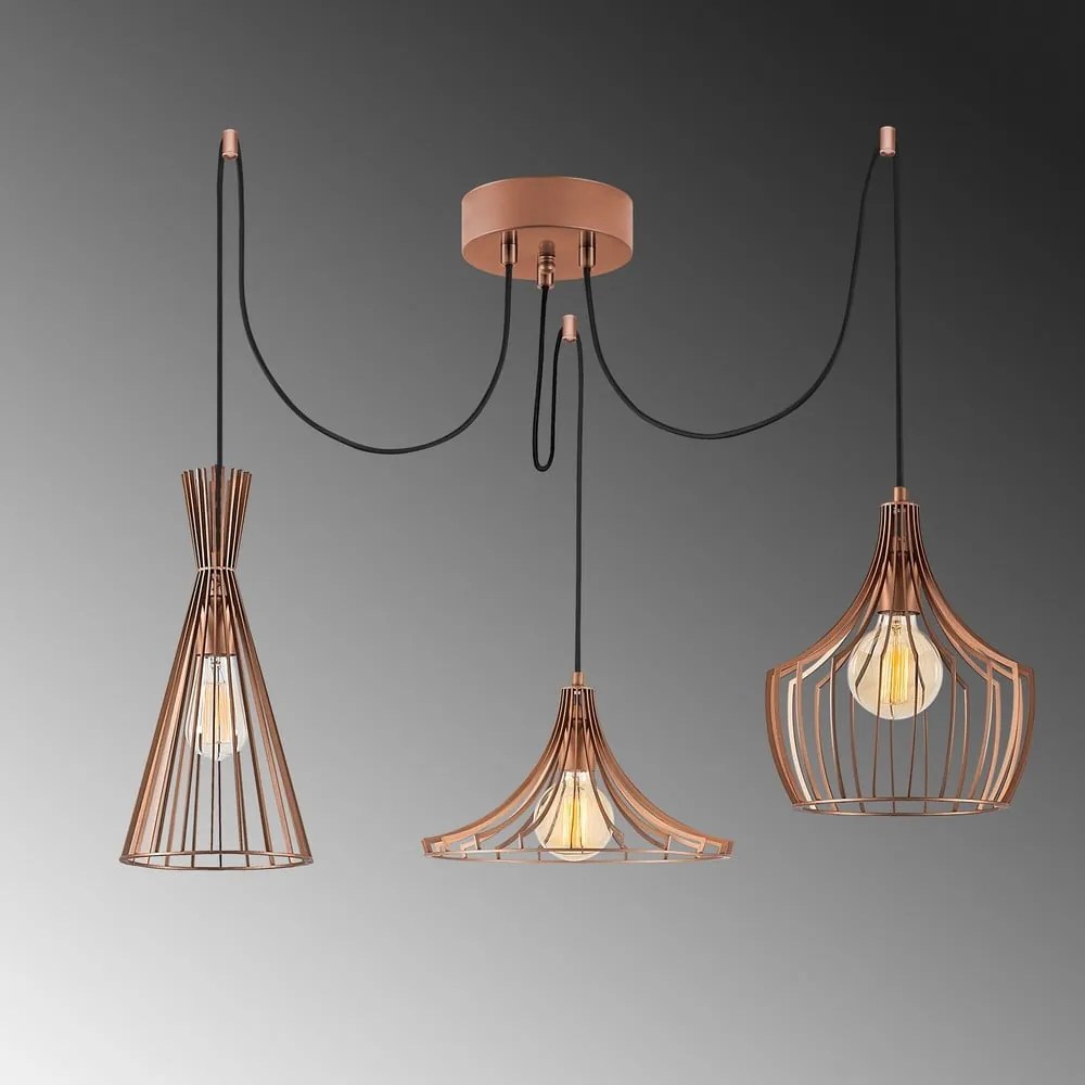 Závesné svietidlo v medenej farbe s kovovým tienidlom Mezopotamya – Opviq lights