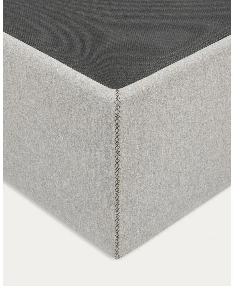 Sivá čalúnená dvojlôžková posteľ s úložným priestorom 160x200 cm Matters – Kave Home