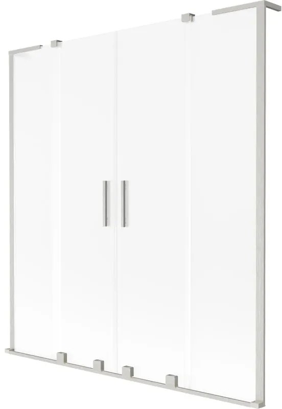 Mexen Velar L Duo, 2-krídlová posuvná vaňová zástena 150 x 150 cm, 8mm sklo námraza, brúsená oceľ, 896-150-003-32-97