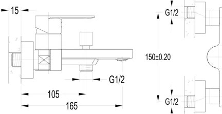 Aqualine - Vaňová batéria DAPHNE lesklý chróm