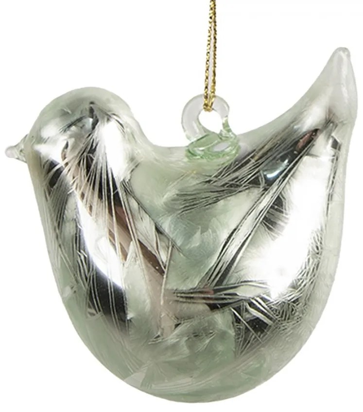 Závesná dekorácia zelený sklenený vtáčik - 7*4*6 cm