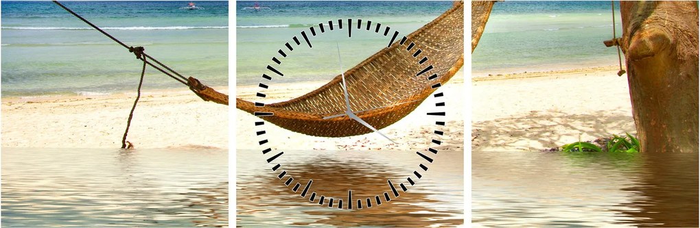 Obraz - Relax na pláži (s hodinami) (90x30 cm)