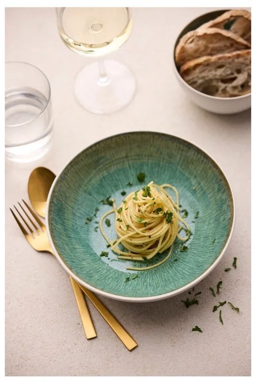 Biela/zelená miska z kameniny 400 ml Gastro White/Green – Bitz