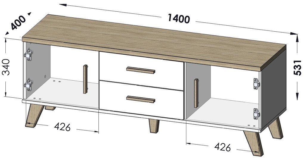 Cama TV stolík Lotus - dub, 140 cm