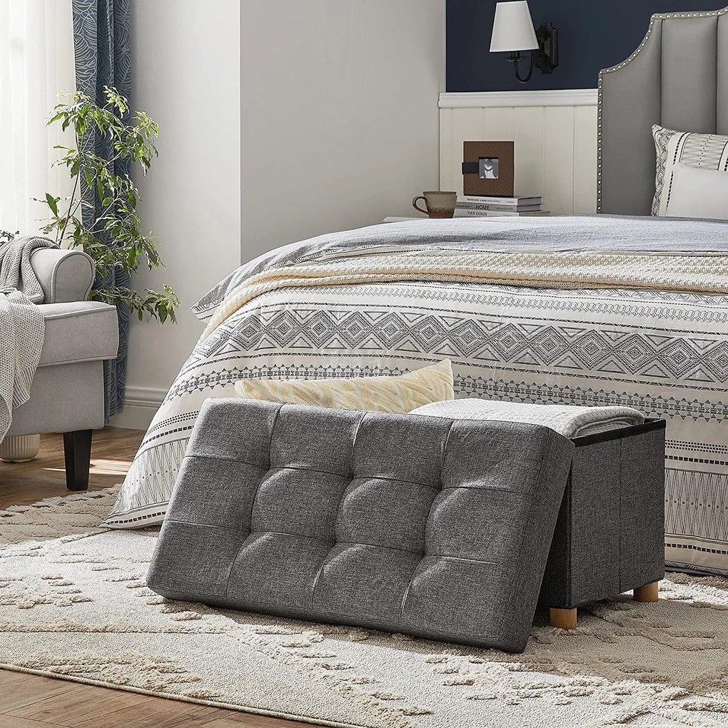 Taburetka 65 L, lavica s úložným priestorom, nosnosť 300 kg, tmavošedá