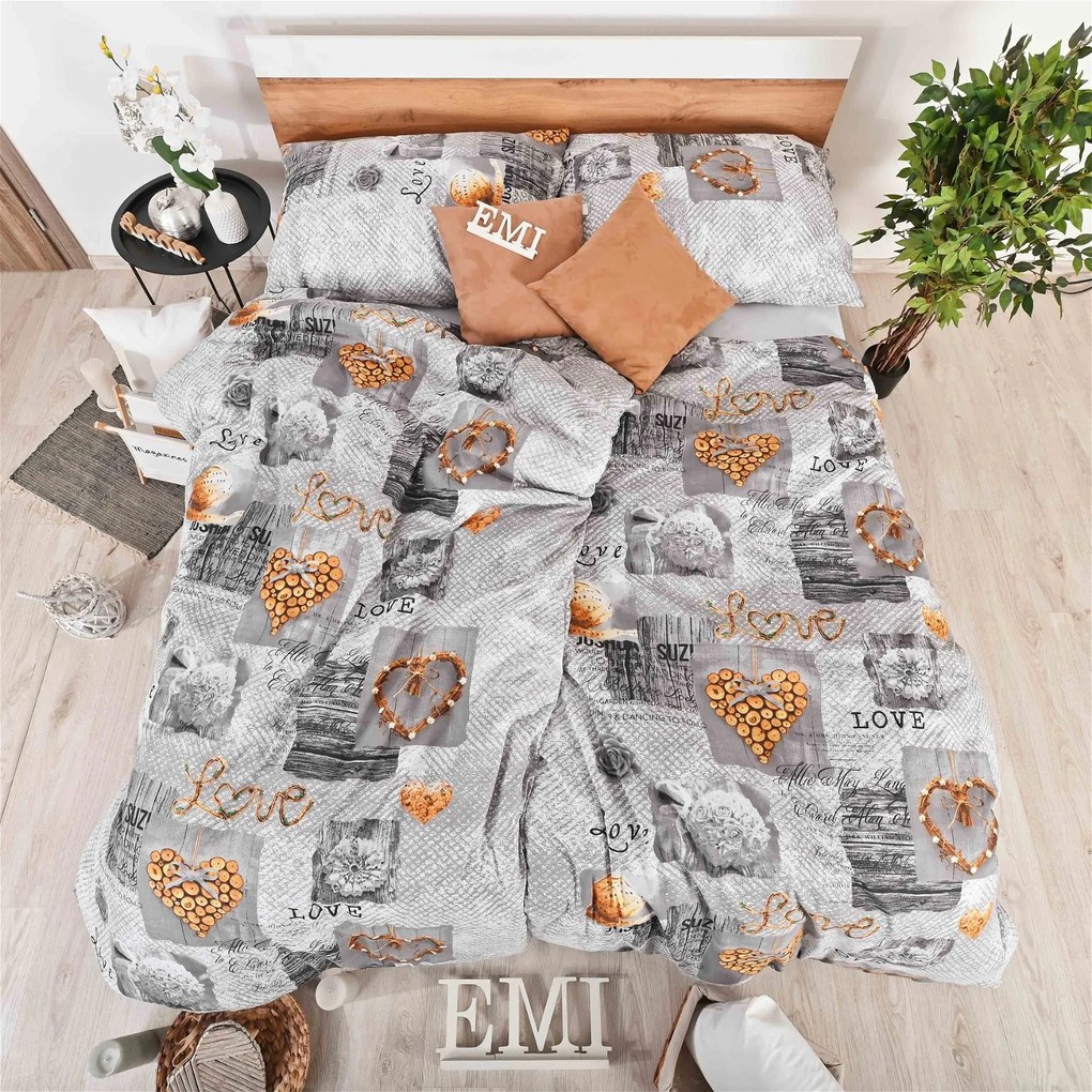 Obliečky bavlnené Zaos sivé EMI: Štandardný set jednolôžko obsahuje 1x 140x200 + 1x 70x90