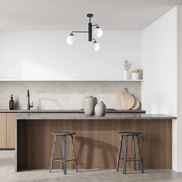 Luster na tyči FLEX 3xE27/60W/230V čierna/biela