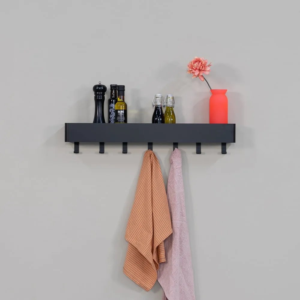 Čierna nástenná oceľová kúpeľňová polička Multi – Spinder Design