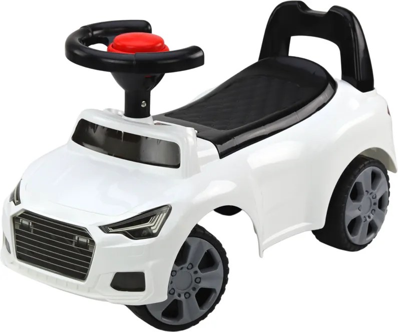 LEAN CARS Detské odrážadlo auto s opierkou QX-3396, klaksón a úložný box, biele
