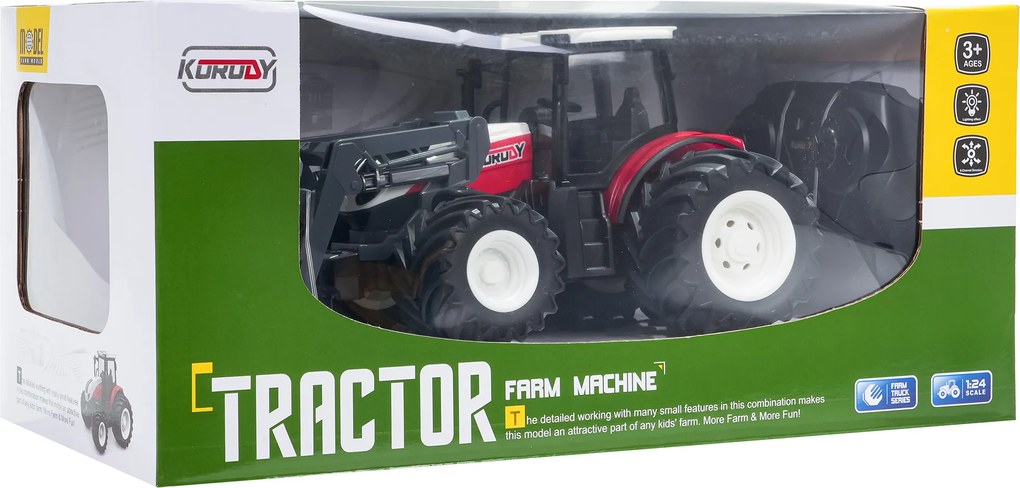 Ramiz Traktor + buldozér RC na diaľkové ovládanie 1:24 červený