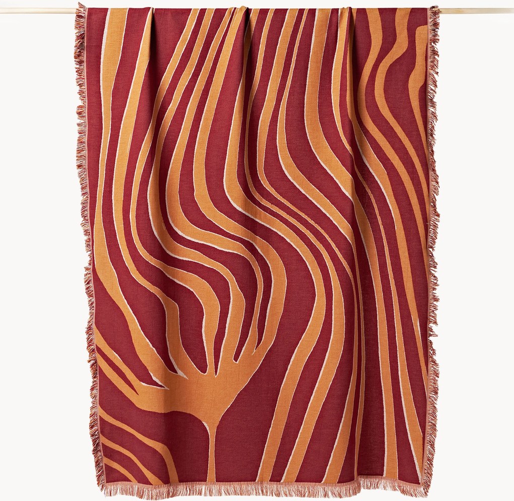 Obojstranný bavlnený pléd so strapcami Alia