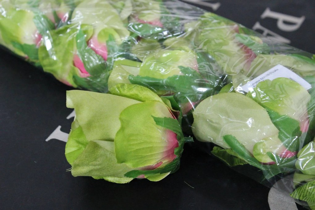 Zelené umelé kvety ruží 12 ks 8 cm