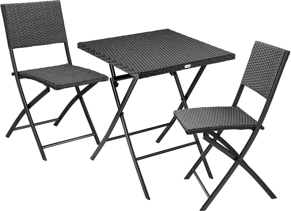Ratanový balkónový set Rím - čierny