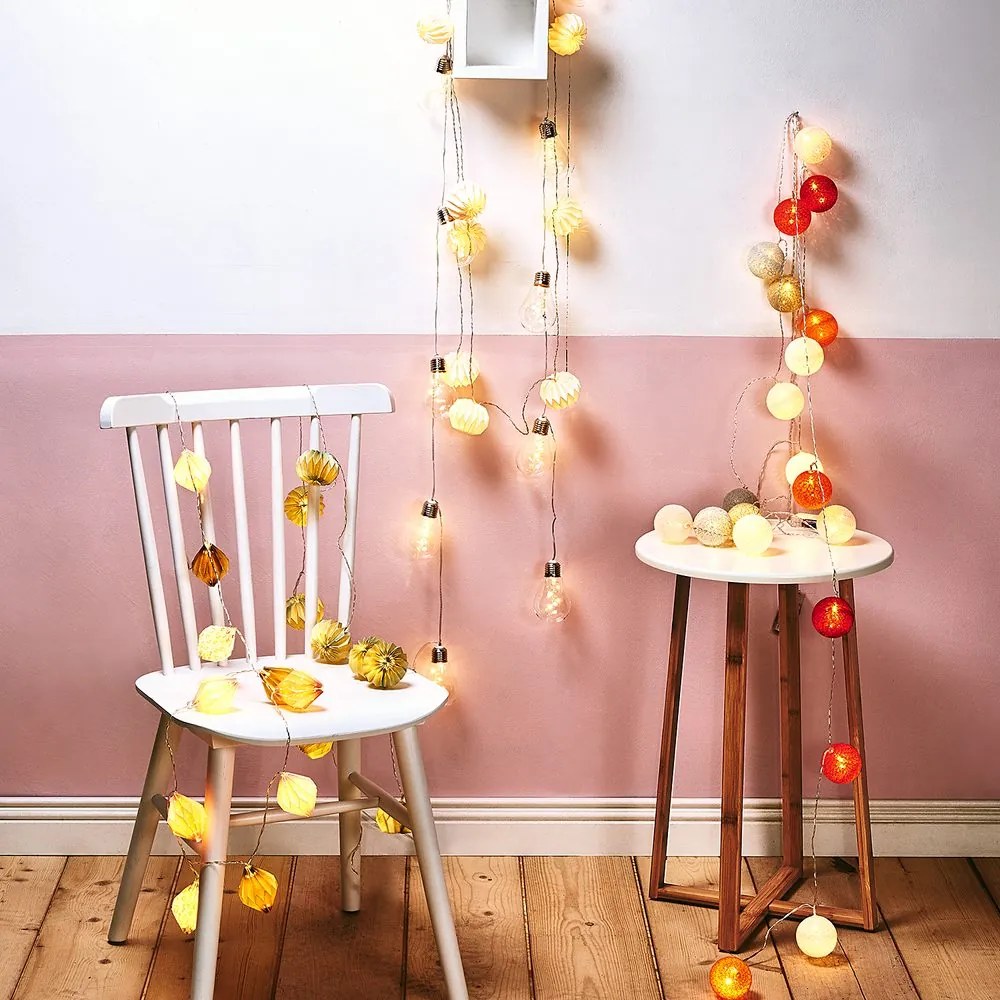 HANAMI LED Svetelná reťaz lampióny 8 svetiel - ružová/sivá