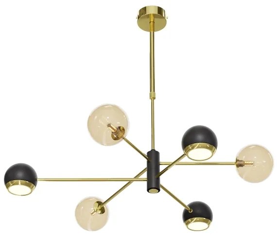 Jupiter 1966 - Luster na tyči MOKA 3xGU10/10W/230V + 3xG9/10W/230V zlatá/čierna/béžová