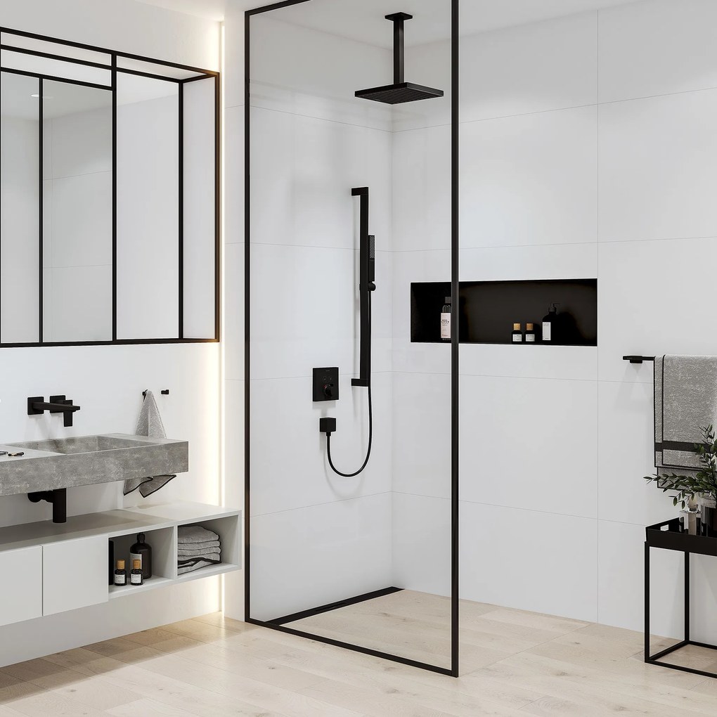 Hansgrohe Hansgrohe, prívod od stropu E 300 mm, čierna matná, HAN-24339670