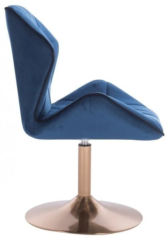 LuxuryForm DESIGN Stolička MILANO MAX VELUR na zlatom tanieri - modrá