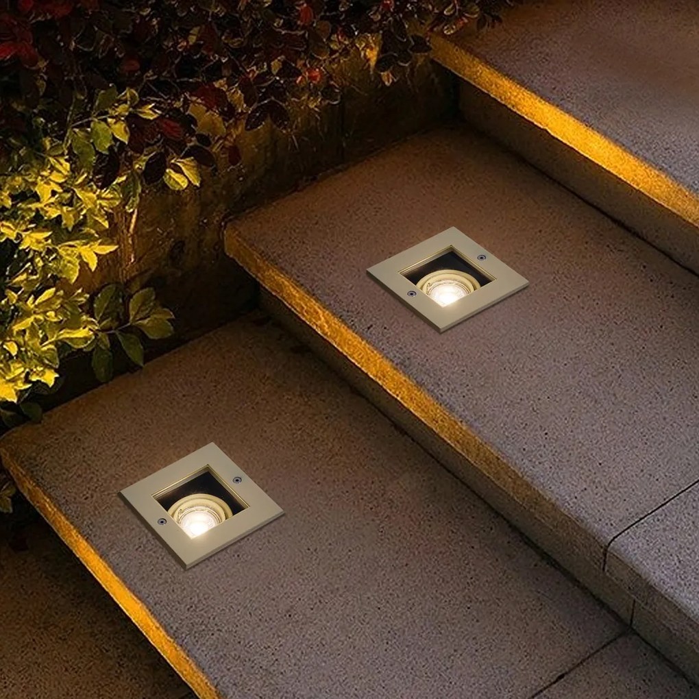 Sada 6 moderných béžových GU10 50mm nastaviteľných zemných reflektorov IP65 - Oneon