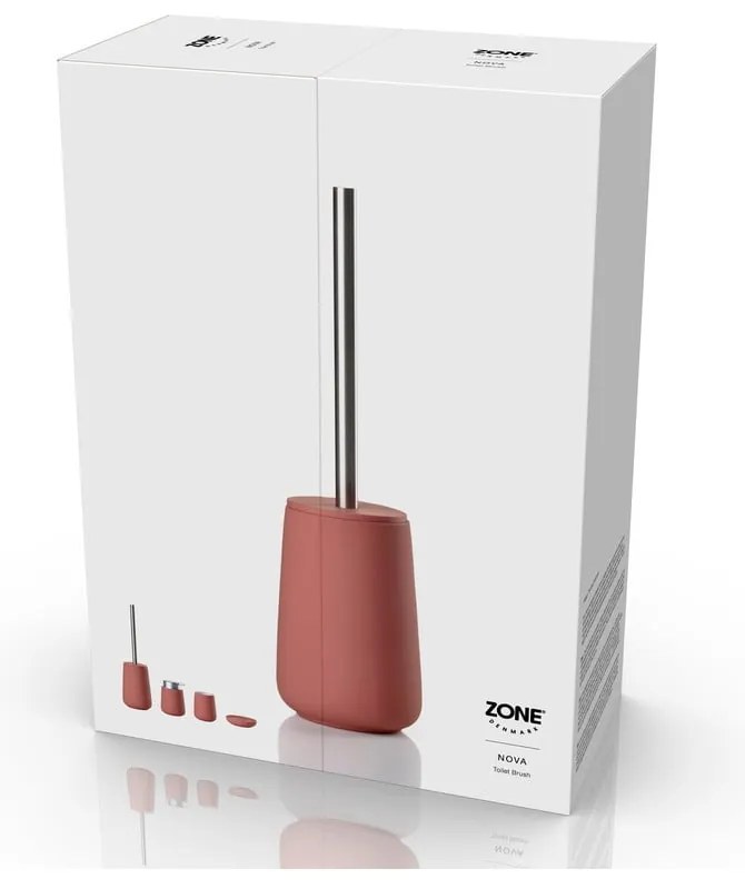 Svetločervená porcelánová WC kefa Nova – Zone