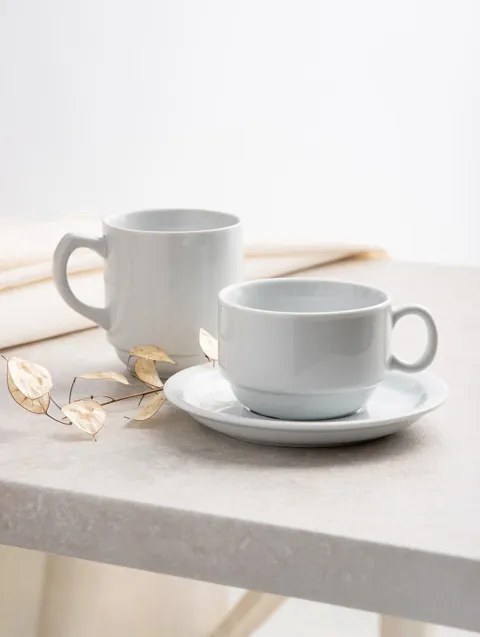 Šálka VIENNA s podšálkou, biela 730962 230 ml