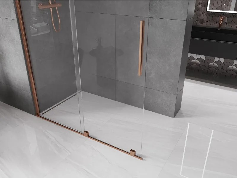 Mexen Velar, posuvné dvere do otvoru typ Walk-In 150 cm, 8mm číre sklo, ružové zlato, 871-150-000-03-60