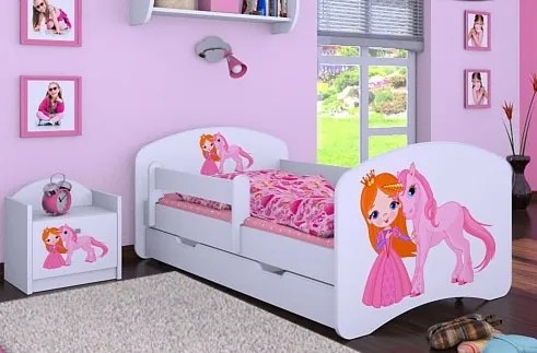 MAXMAX Detská posteľ so zásuvkou 180x90cm PRINCEZNÁ A JEDNOROŽEC
