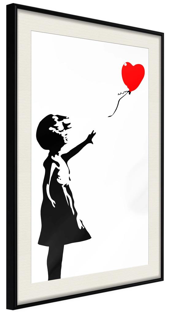 Artgeist Plagát - Little Girl with a Balloon [Poster] Veľkosť: 30x45, Verzia: Čierny rám s passe-partout