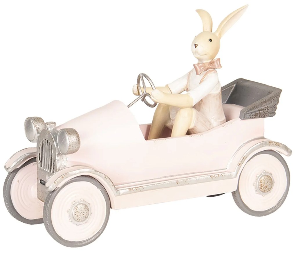 Velikonoční dekorace Králík v autě - 24*9*18 cm