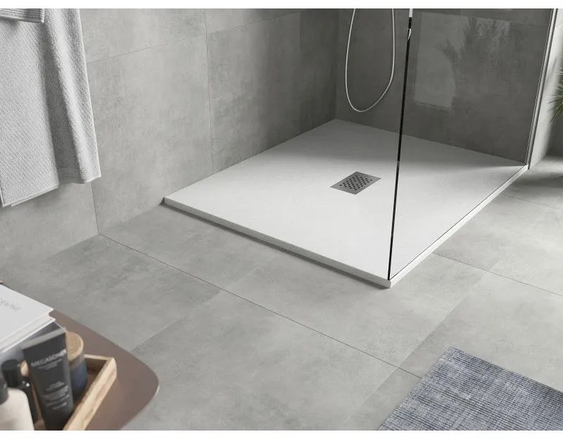 Mexen Hugo, obdĺžniková sprchová vanička SMC 110 x 100 cm, biela, oceľová krytka, 42101011-X