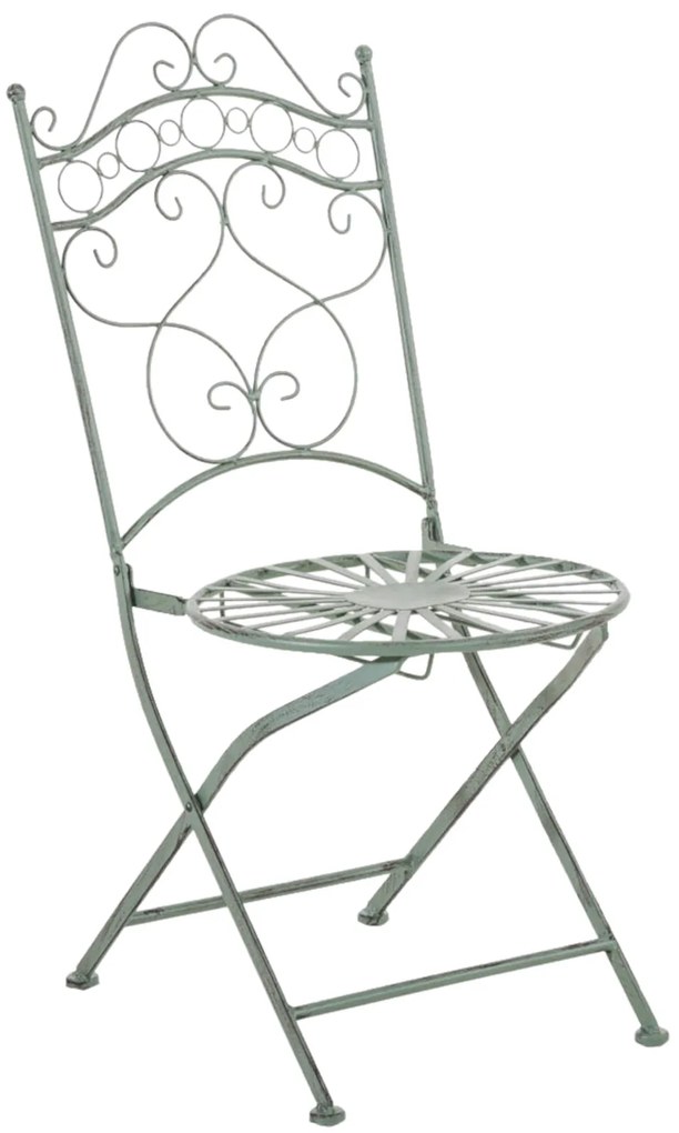Kovová stolička skladacia Indra (SET 2 ks) - Zelená antik