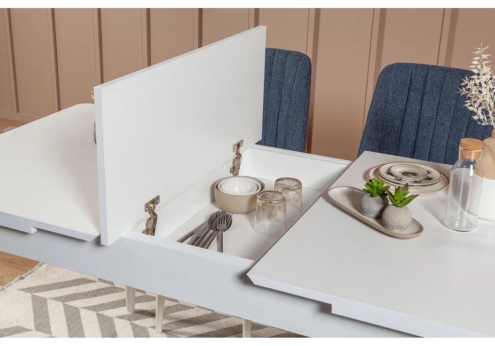 Jedálenský set Vina 5D biela/tmavomodrá